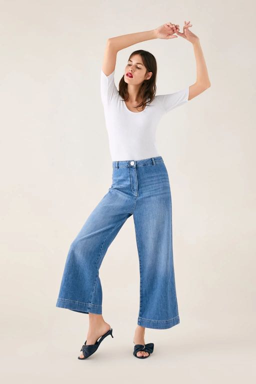 Zara Jeans Zw Premium Marine Culotte 