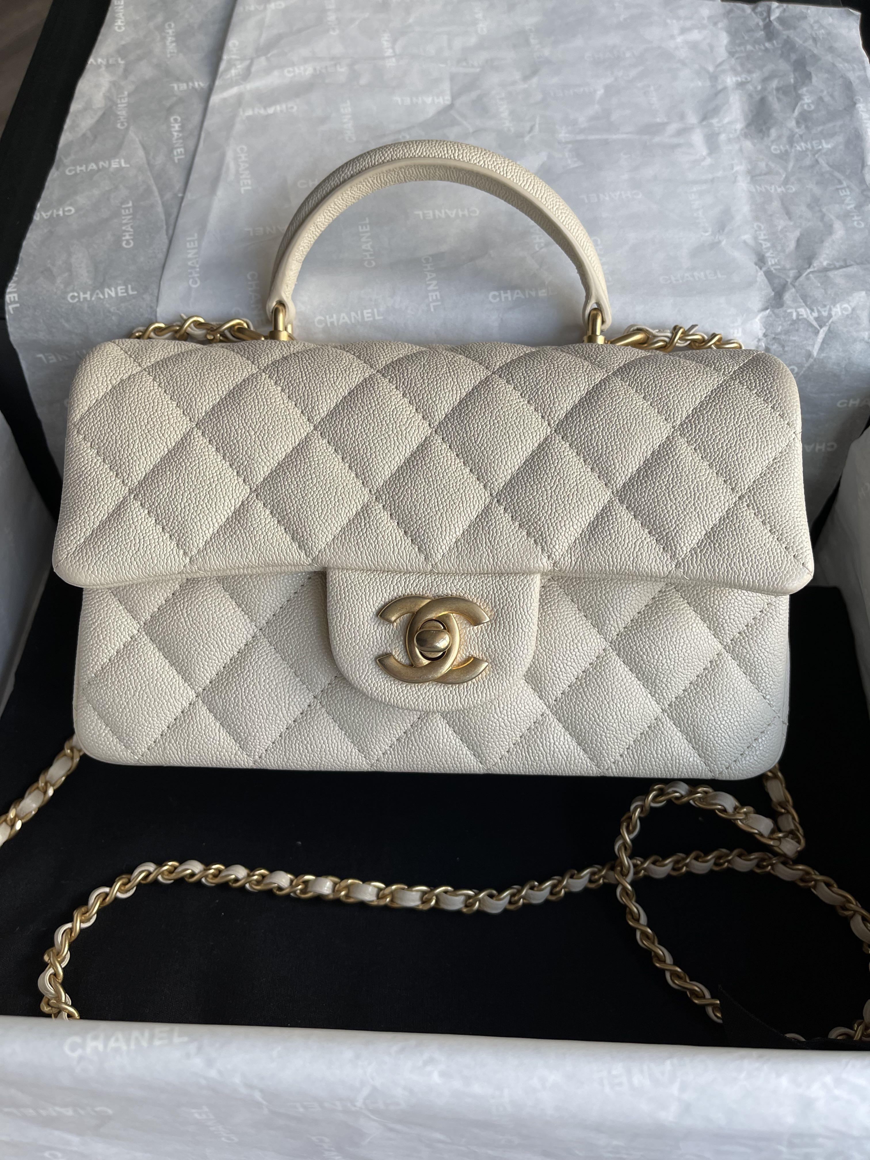21S Beige Mini with Top Handle, Luxury, Bags & Wallets on Carousell