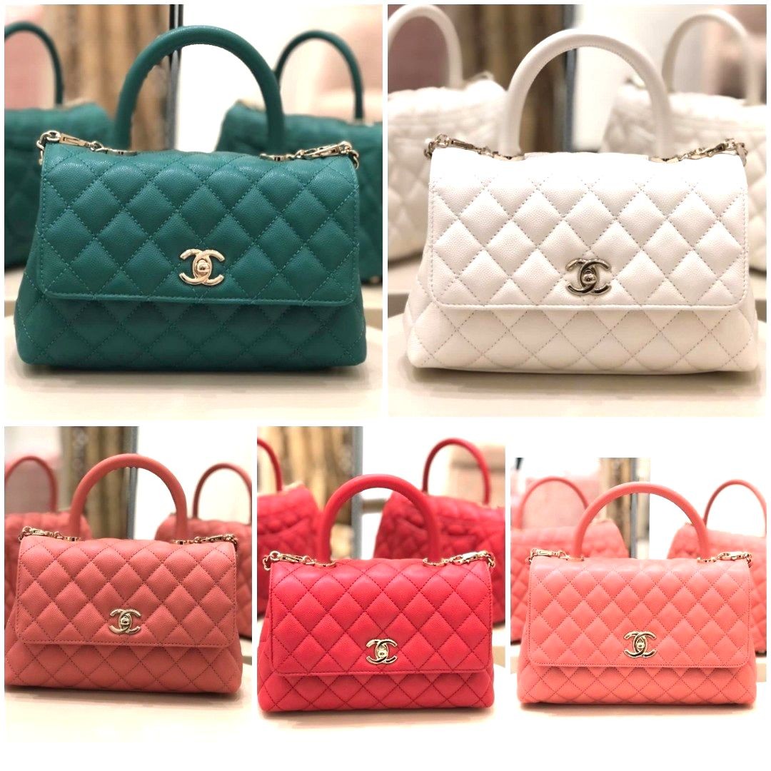 22a Chanel Coco Handle Caviar Ghw Shw Green White Black Red Pink Women S Fashion Bags Wallets Shoulder Bags On Carousell