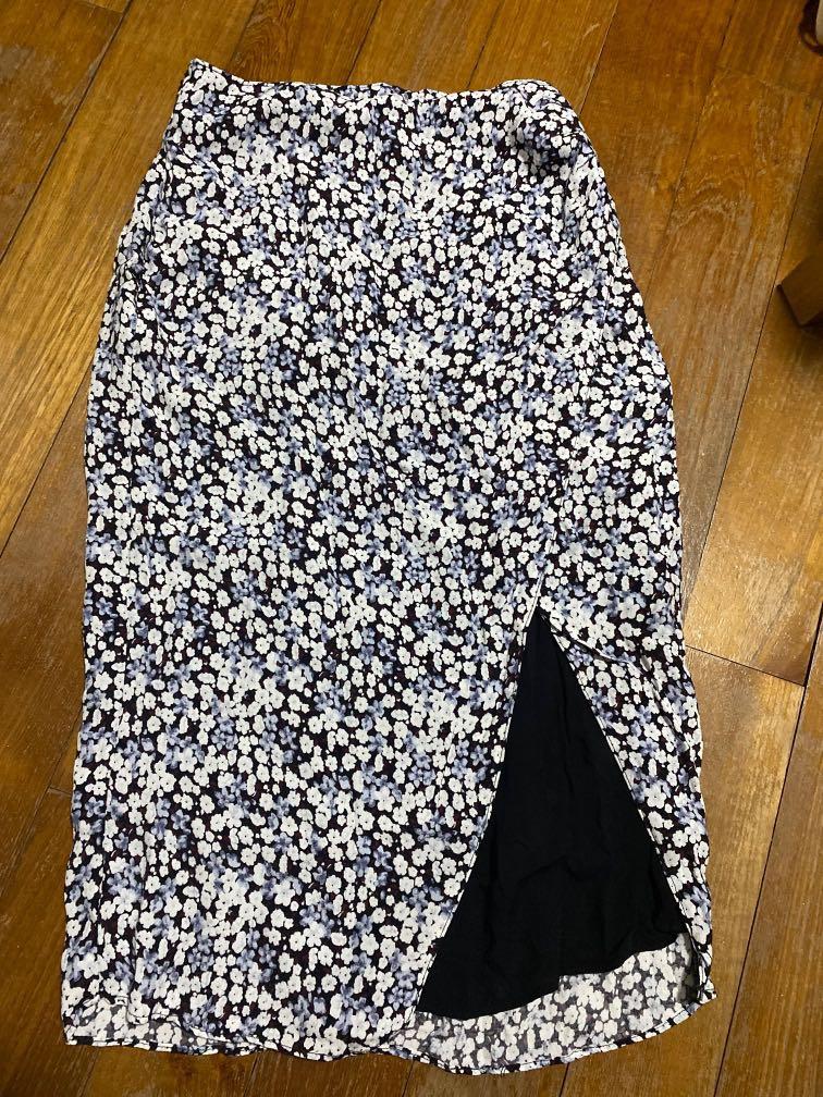 Abercrombie Ruched High-Slit Midi Skirt, Women's Fashion, Bottoms ...