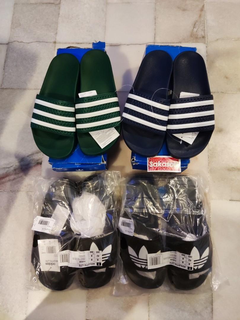 Adidas adilette slides green hot sale