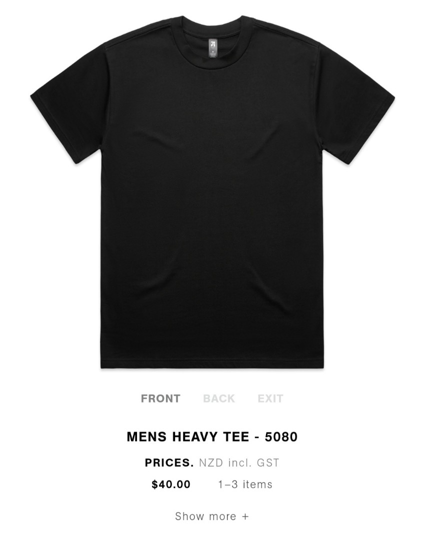Ascolour mens heavy tee 5080 black pine 
