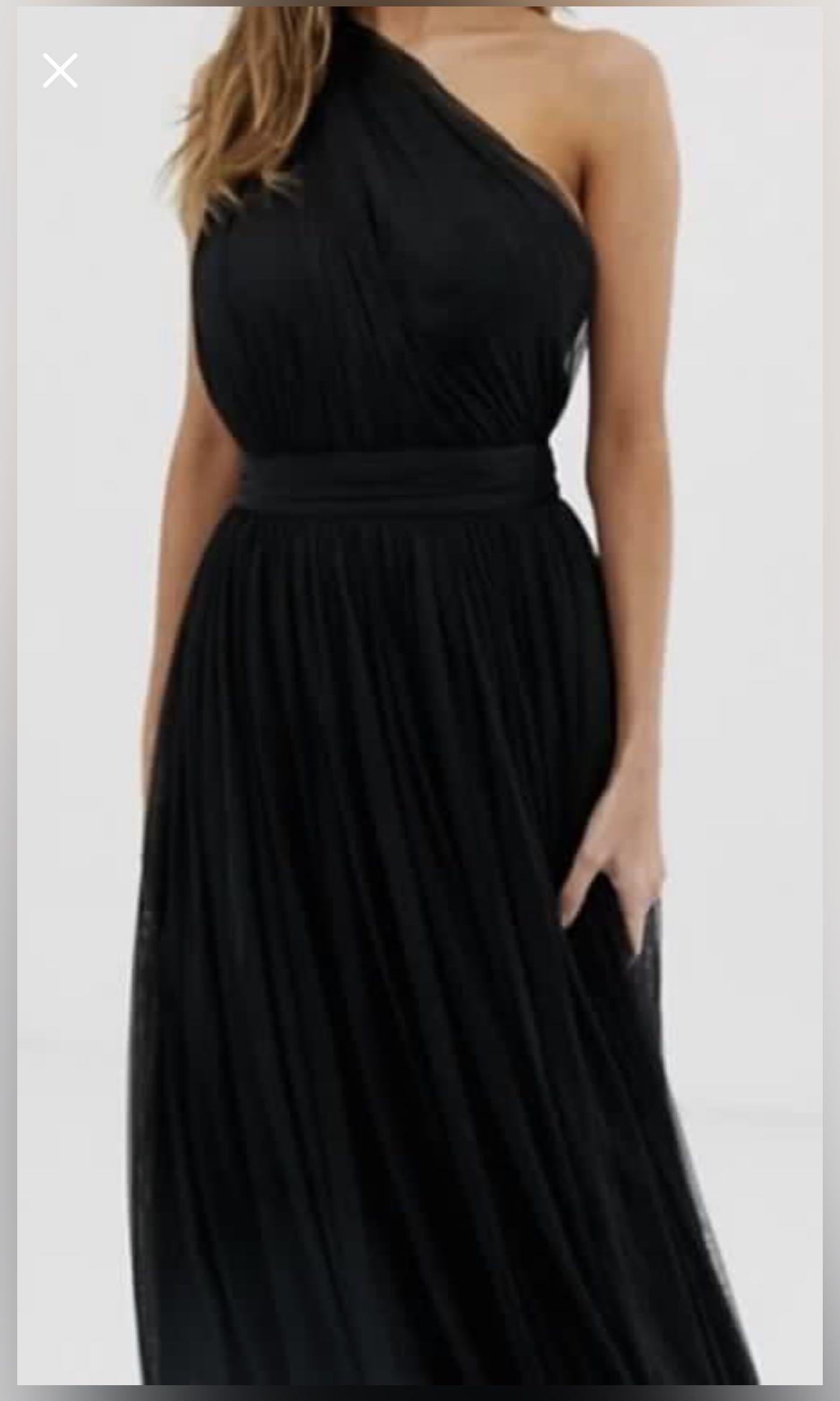 ASOS Toga One Shoulder Tulle Maxi Black Dress Women s Fashion