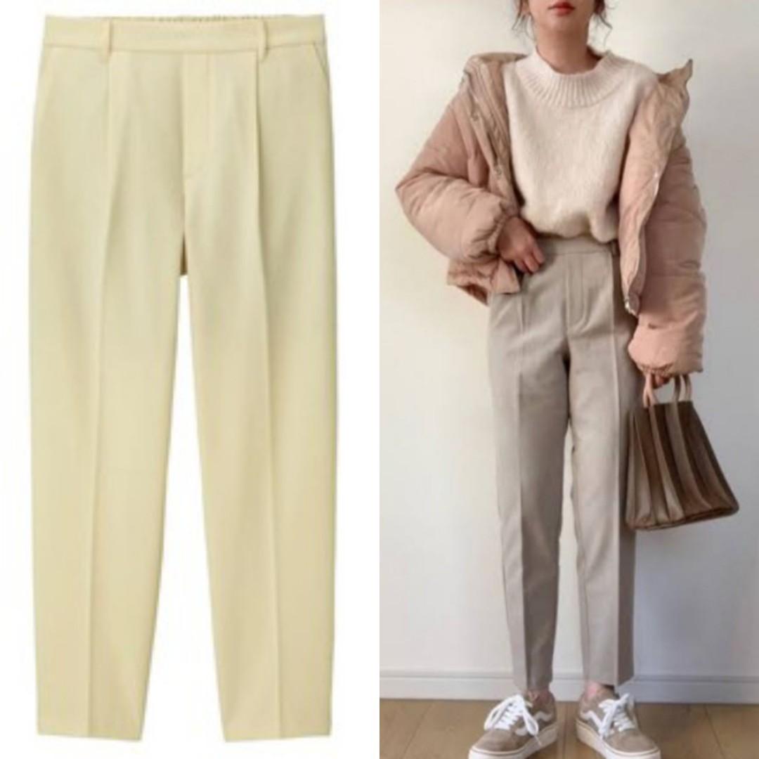 by Uniqlo brushed tuck tapered pants 