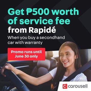 Get ₱500 worth of service fee from Rapidé 