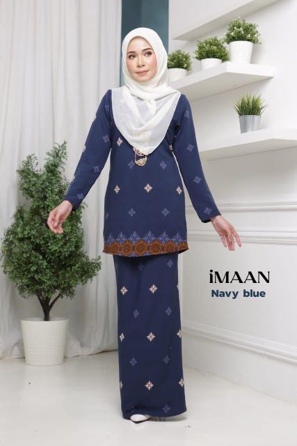 Baju kurung moden sizeL navy blue Women s Fashion Muslimah Fashion Baju Kurung sets on Carousell