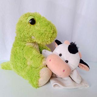 Boneka Preloved / Bekas / Second | Boneka Tangan Sapi | Boneka Dinosaurus Hijau Lucu Kecil