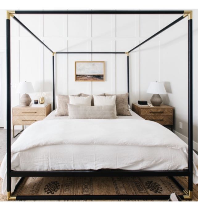 CB2 Queen Canopy Bed with Mattress Included Crate&Barrel Taylor B 