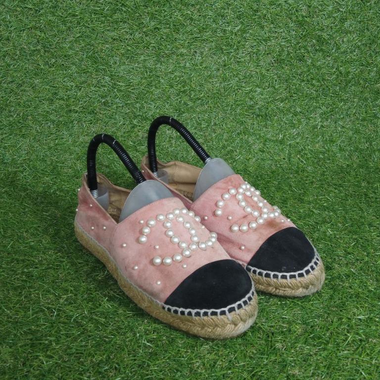 CHANEL Espadrille G29762 Flat shoes Slip-on Suede Second Authentic