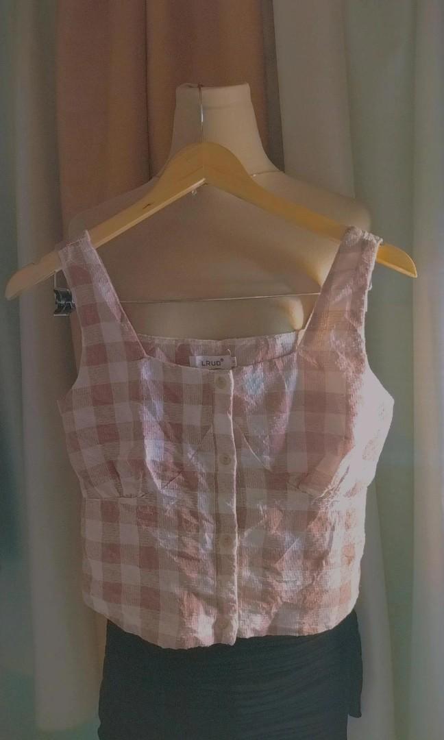Checkered corset top, Women's Fashion, Tops, Sleeveless on Carousell