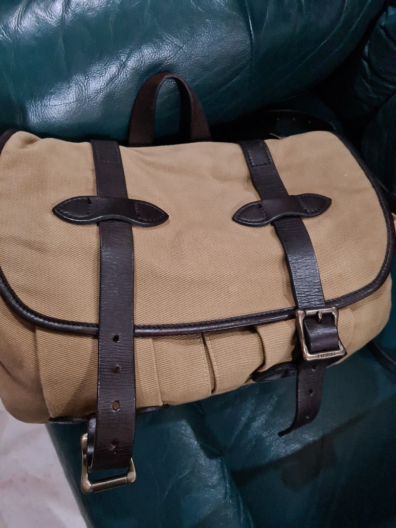 Sac Messenger Filson Medium Field Bag - Toile Tan, Cuir, Vintage, Occasion Très Bon état