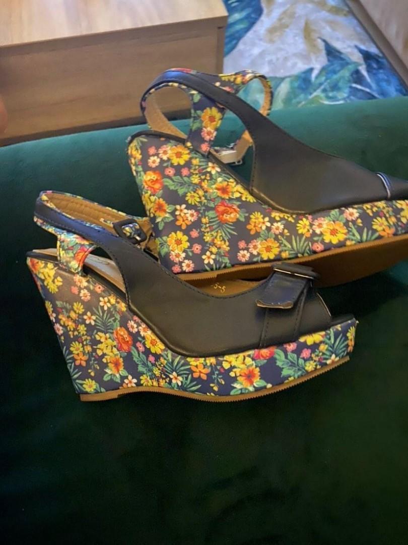floral wedge heel