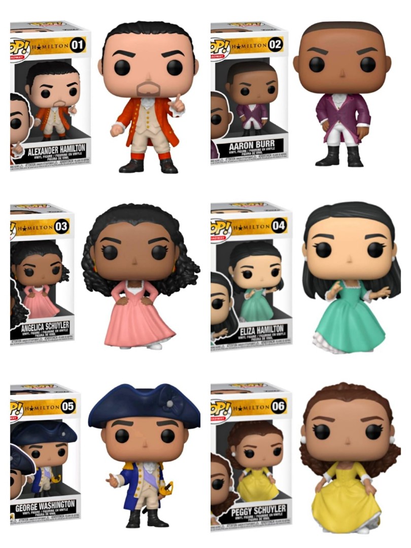 Funko Pop! Hamilton Set of 6: Alexander Hamilton, Aaron Burr, Angelica,  Eliza, Washington and Peggy