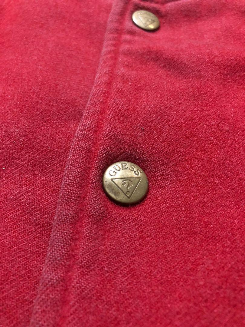 Guess Varsity Jacket Vintage, Fesyen Pria, Pakaian , Baju Luaran di