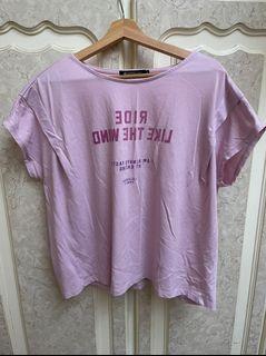 (贈送二手)Hang ten淡紫色寬版T恤 L碼
