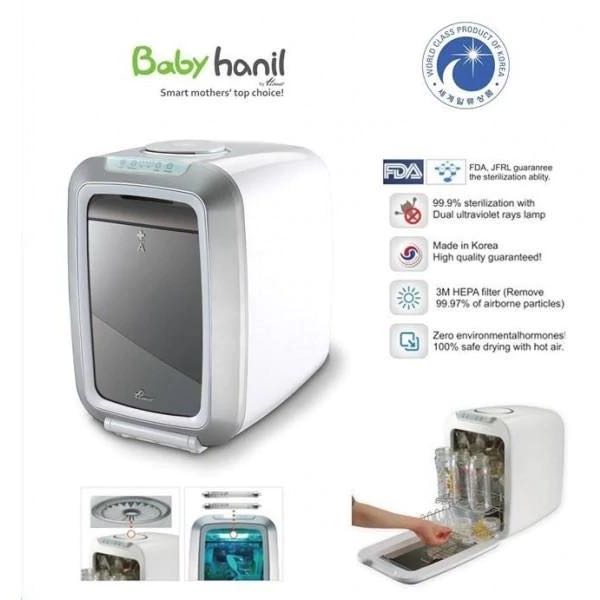 Hanil UV baby bottle sterilizer HBS900SG + 2 free bib, Babies & Kids