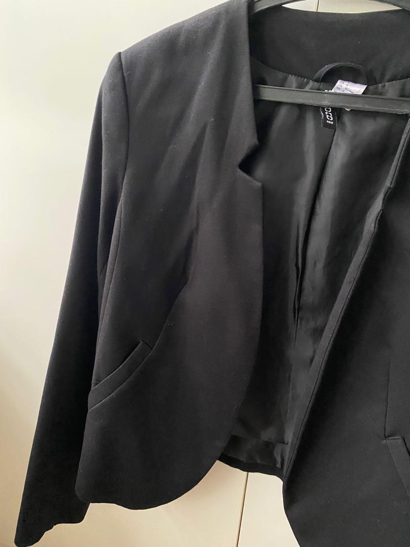 H M black collarless blazer Women s Fashion Coats Jackets and Outerwear on Carousell