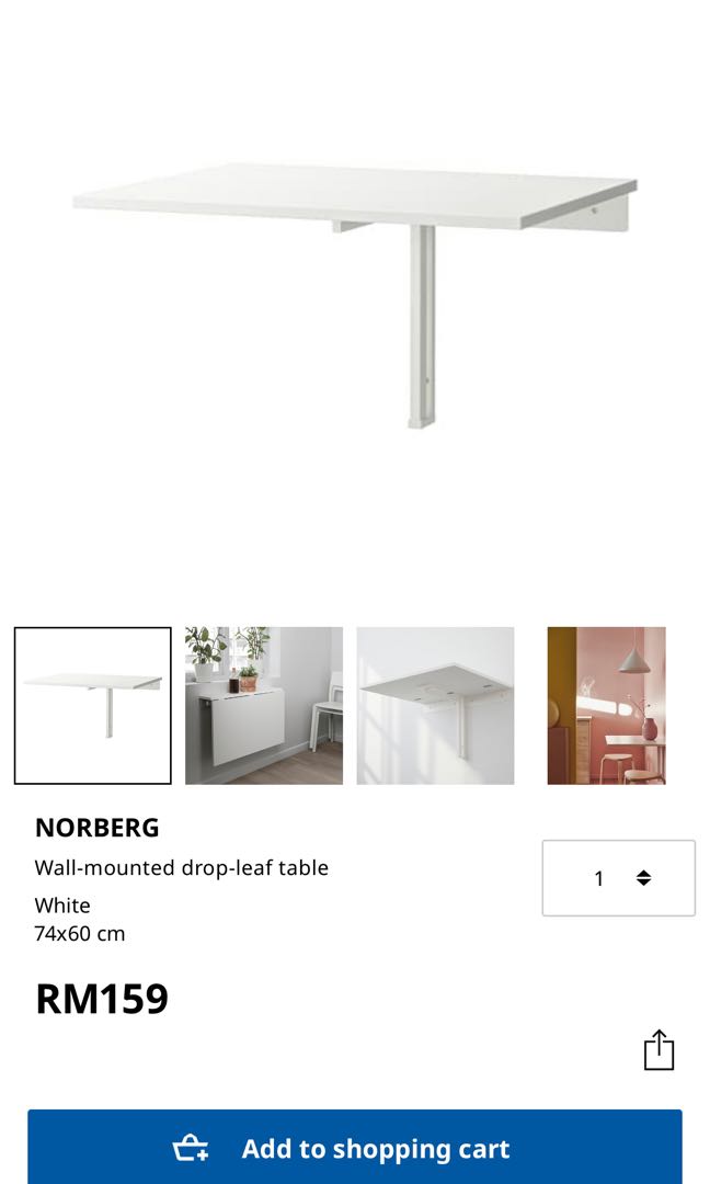 Ikea NORBERG table, Furniture & Home Living, Furniture, Tables & Sets