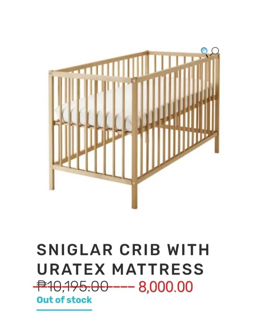 IKEA Sniglar Crib with Uratex Mattress, BNew, with Box, Babies & Kids