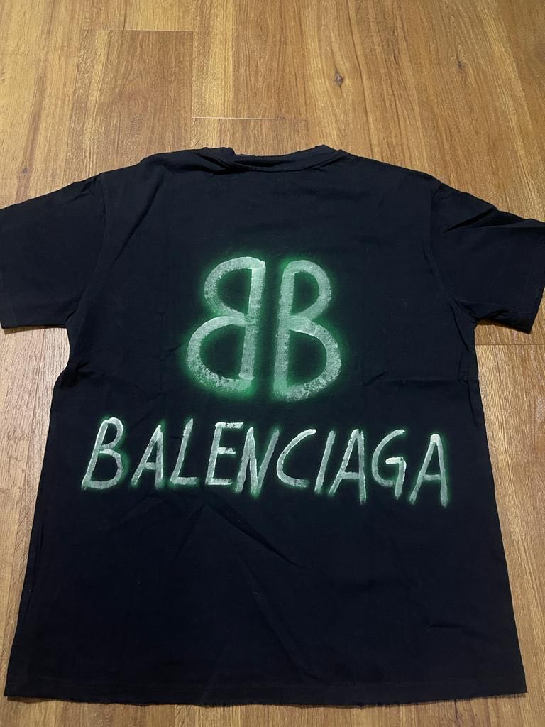 Balenciaga Neon Green Logo Printed Cotton Long Sleeve Oversized TShirt S  Balenciaga  TLC