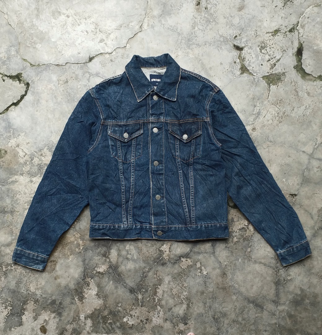 Jaket jeans Uniqlo, Fesyen Pria 