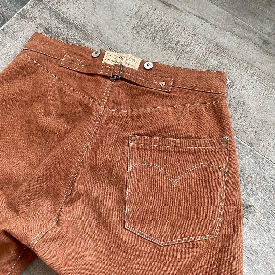 LEVIS VINTAGE 1873 DUCK PANTS LEVI'S 555 RARE MADE IN USA BROWN TROUSERS  JEANS BUCKLE BACK HIDDEN RIVETS, 男裝, 褲＆半截裙, 牛仔褲- Carousell