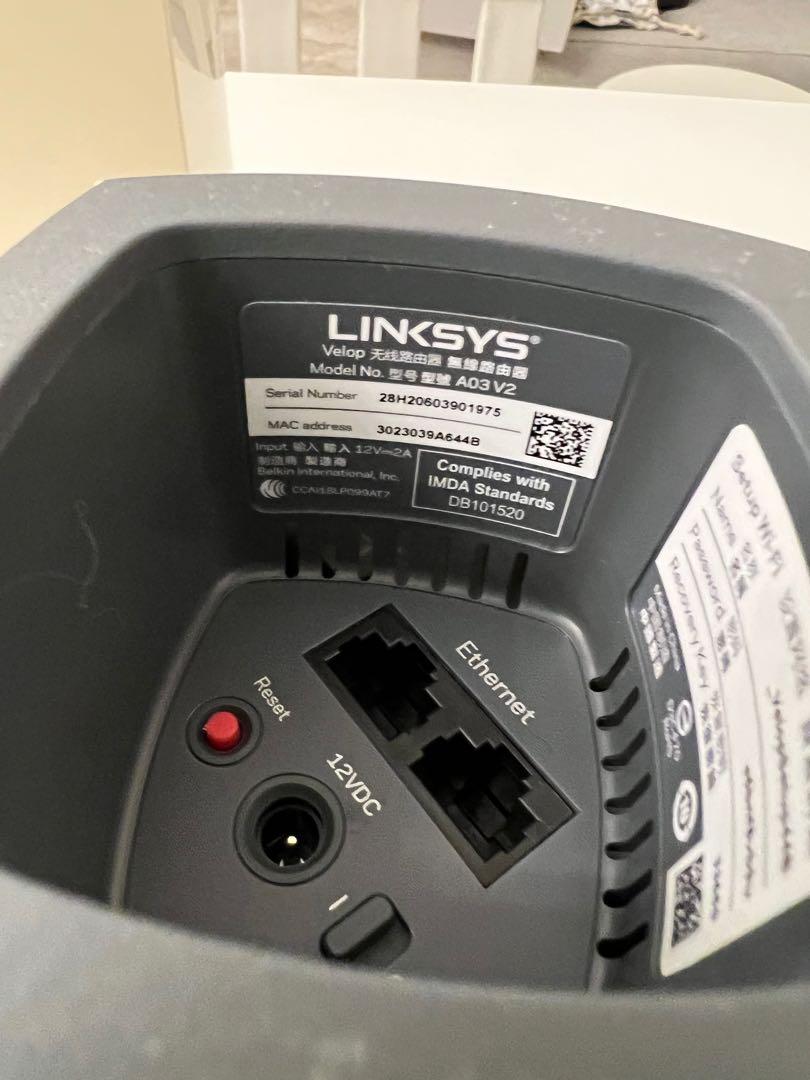 Linksys Velop A03 V2 x two, é»è¦ï¼ç§æ, é»è¦å¨éåéä»¶, Wifiåä¸ç¶²ç¸éç¢å - Carousell