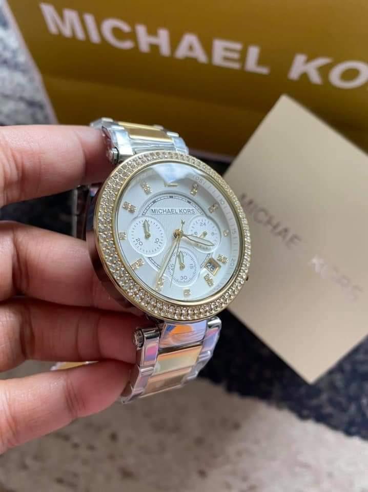 Michael kors parker two tone watch best sale