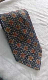 M&S MARKS & SPENCER brown printed silk neck tie/cravatte