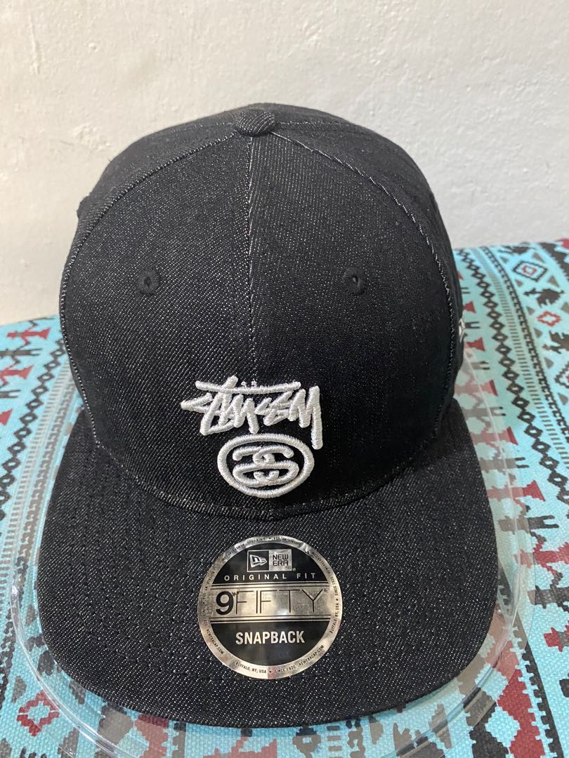 New Era X Stussy Black Denim Men S Fashion Watches Accessories Cap Hats On Carousell