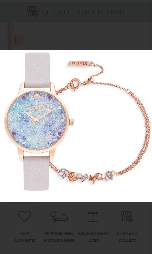 Olivia Burton Watch under the sea Pearl Lilac with bracelet Women s Fashion Watches Accessories Watches on Carousell