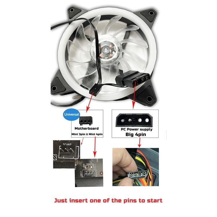 PC Case Fan RGB PWM 4pin & small 3 pin LED Cooling Fans 120mm for PC
