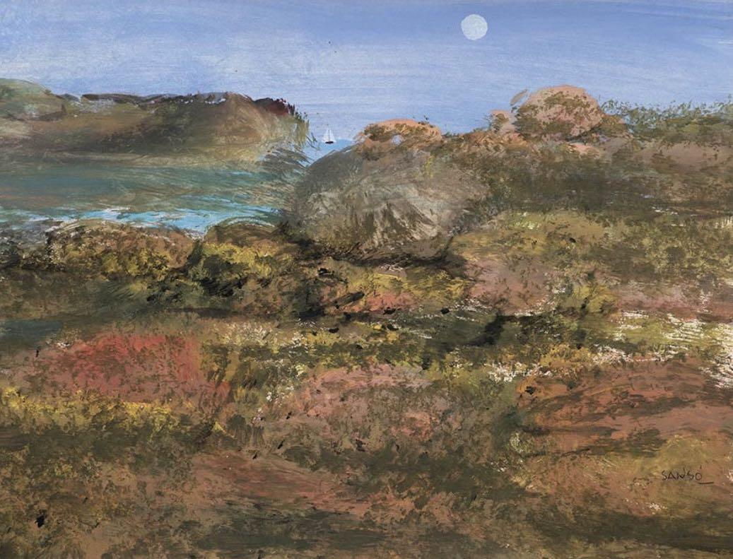 Rare dated 1969 work by Juvenal Sanso (Category: Art & Prints) located in Taguig. Submitted by GV.gallery (Listing ID 1166731807, Image 3). Description: “Roseate Coast” Rare dated 1969 work by Juvenal Sanso 24x31cm Acrylic on paper.