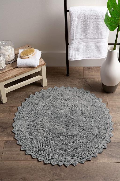 Dii Ultra Soft Spa Cotton Crochet Round Bath Mat Or Rug Place In Front Of Shower 
