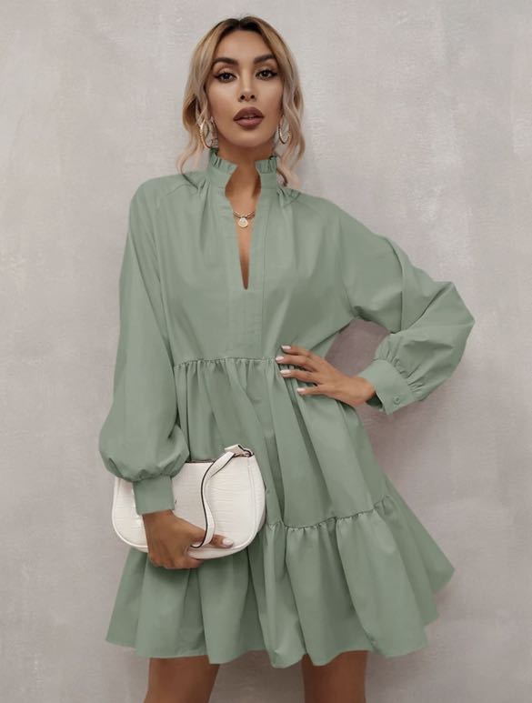 Shein Notch Neck Smock Baby Doll Dress 