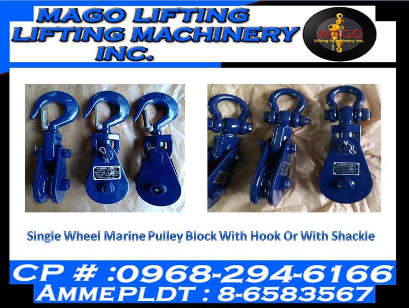 Single Wheel Marine Pulley Block With Hook Or With Shackle, Commercial