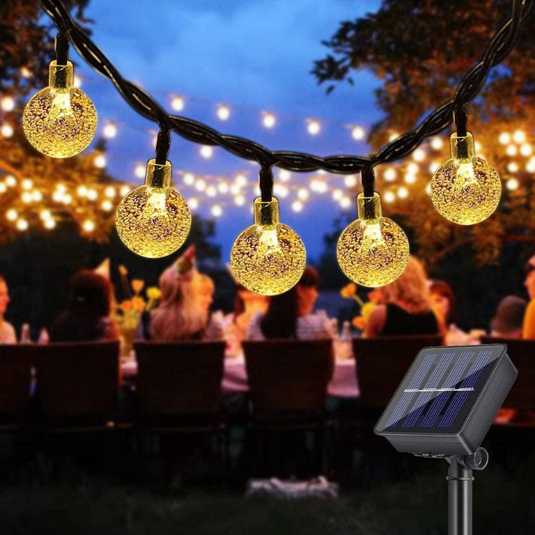 72FT Solar LED Party Globe Festoon String Lights Bulb Outdoor Garden Decoration 