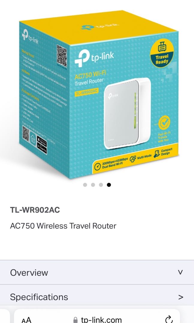 TP link travel router AC750 Wi-Fi, Computers & Tech, Office & Business