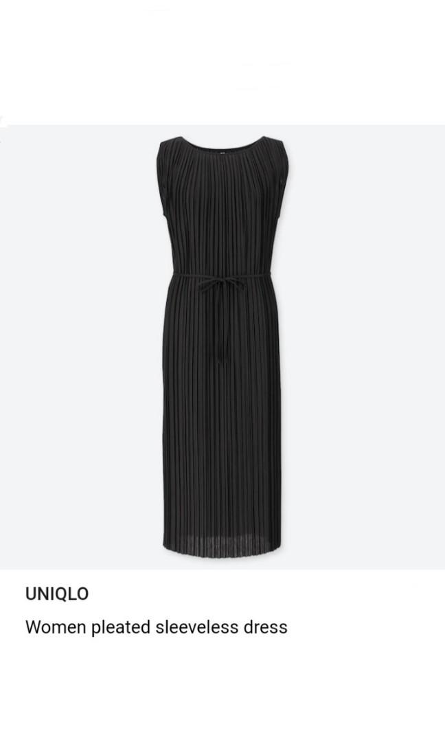 Uniqlo Pleated Black Sleeveless Dress Women s Fashion Muslimah