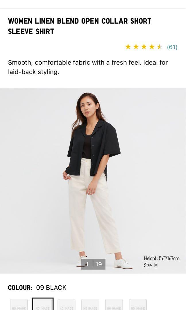 Uniqlo Women Linen Blend Open Collar Short Sleeve Shirt Women S Fashion Tops Shirts On Carousell