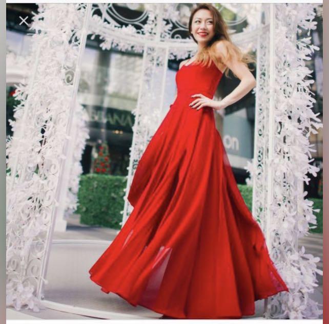 Red chiffon shop maxi dress
