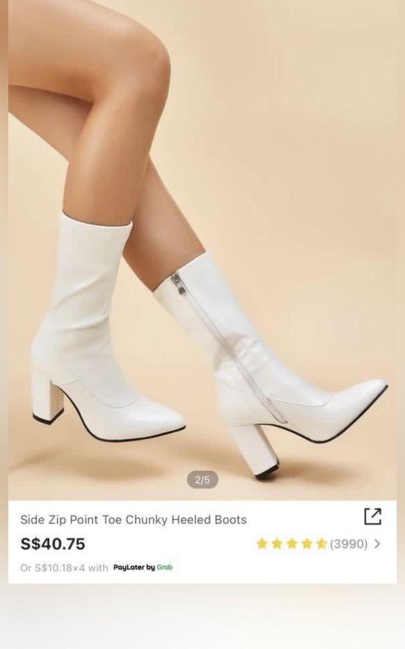 White booties discount pointed toe