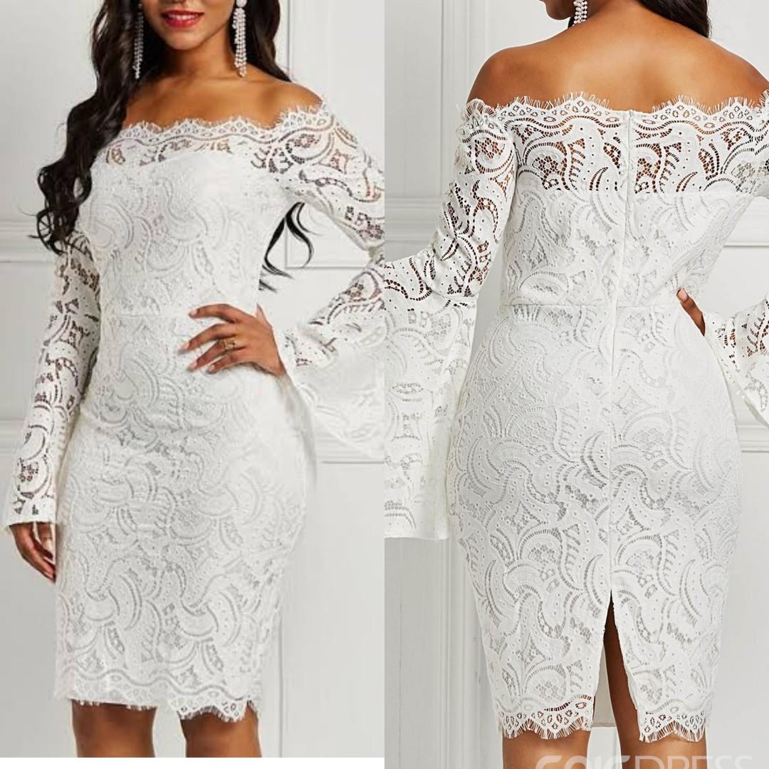 Yoins white lace sales dress