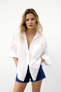 Zara satin blouse with toggles, Fesyen 