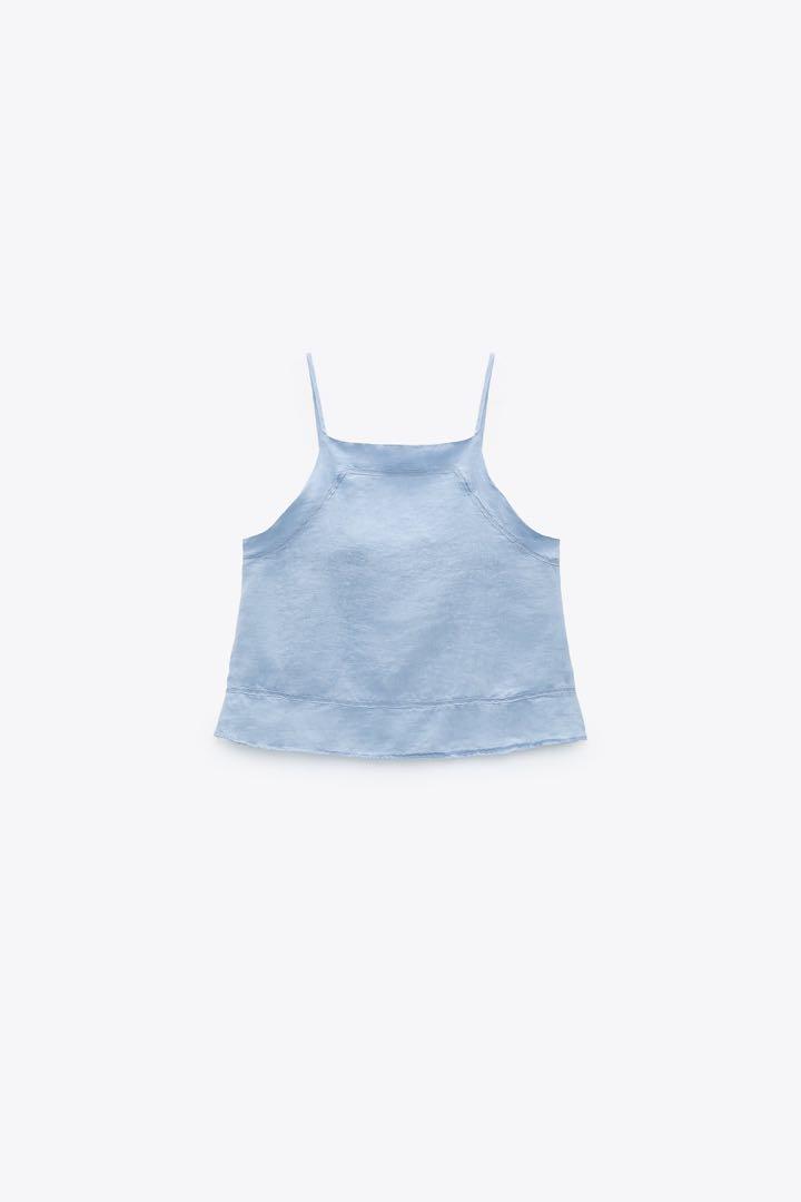 Zara linen top (Category: Blouses) located in Naga. Submitted by empr_ (Listing ID 1166642374, Image 1). Description: Brandnew Zara linen top. Can fit xs-m. Never used. Bought for 1,495php. Soo pretty in actual. 😍.