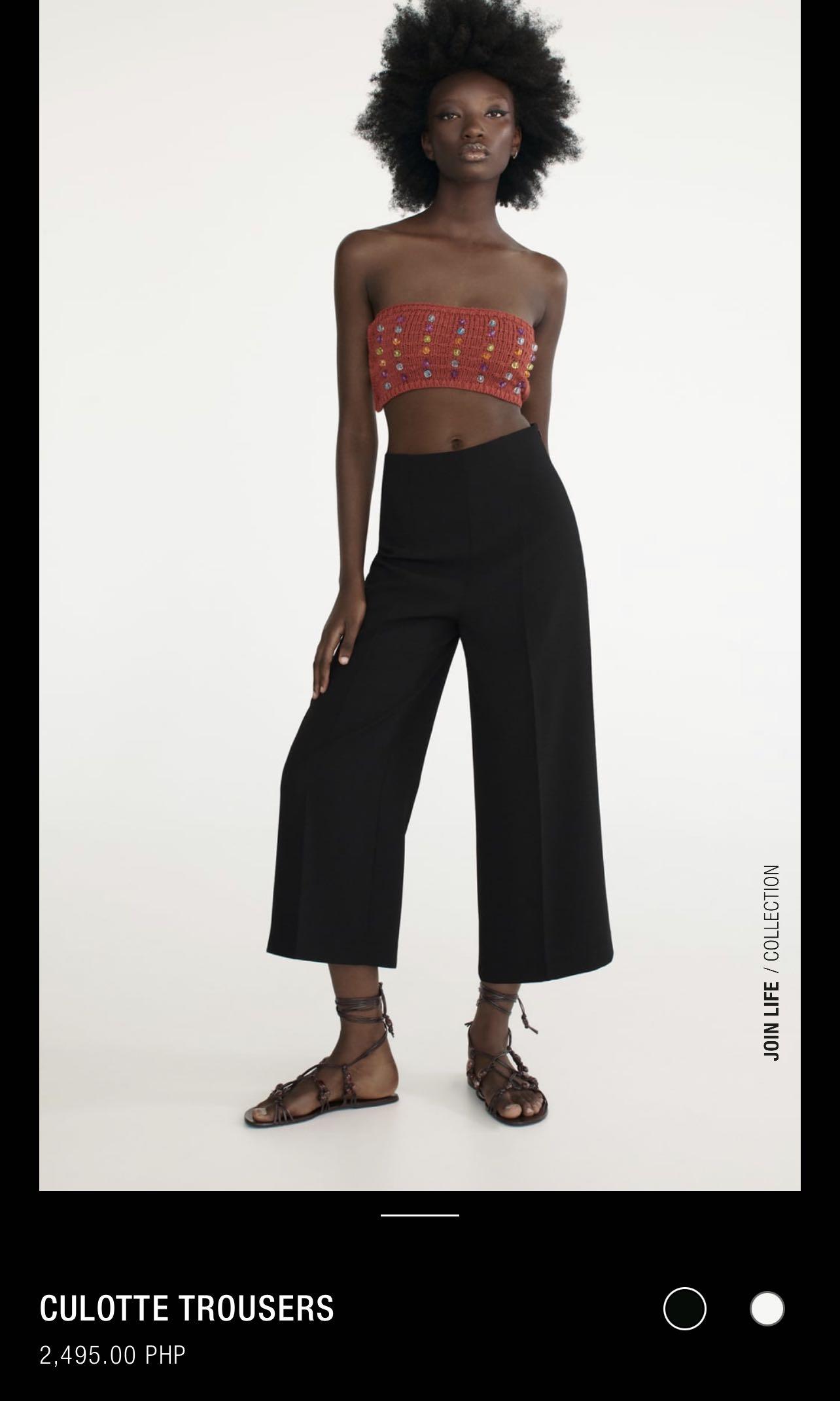 Black Lace Hem Pleated Culotte Trousers – Urban Mist UK