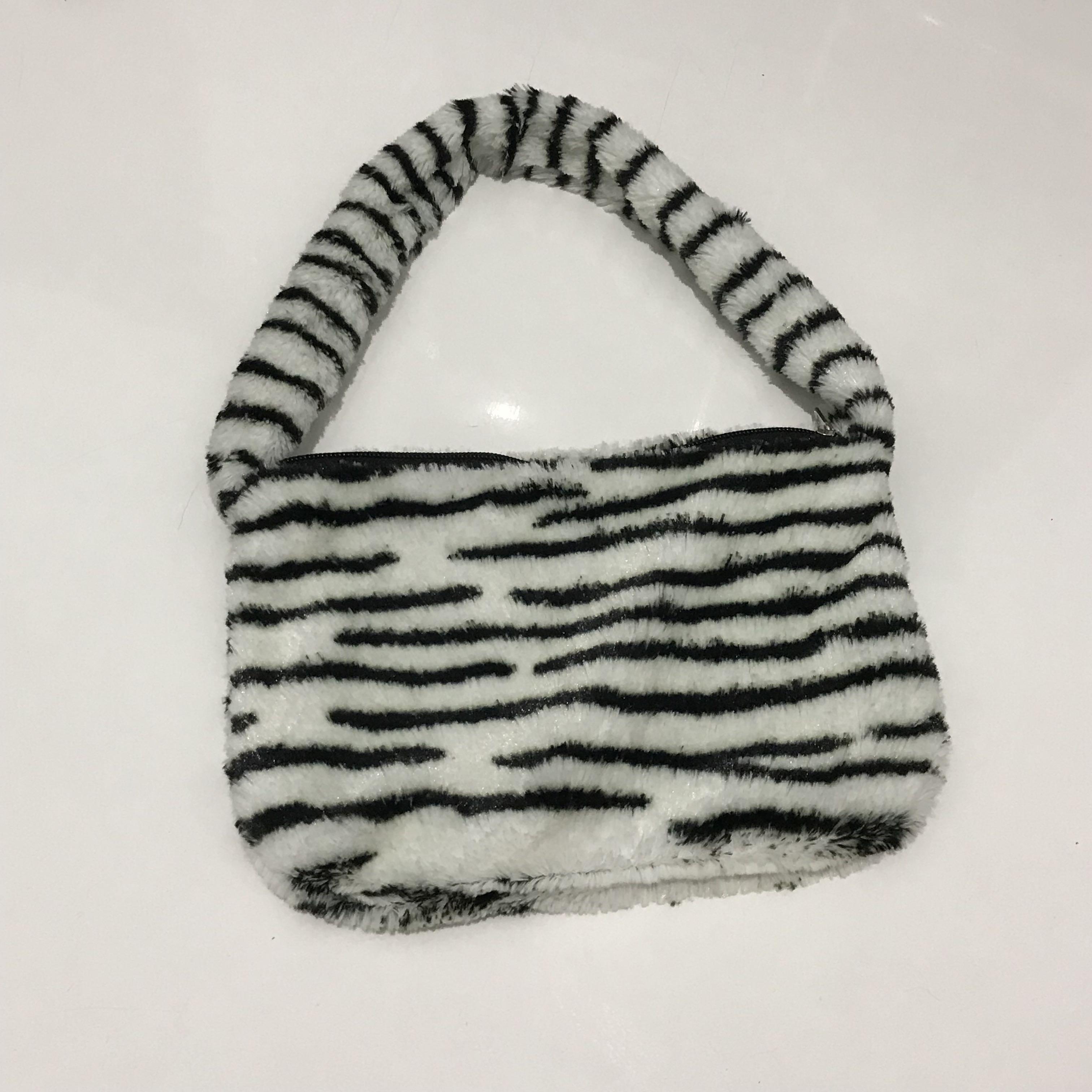 fluffy zebra bag