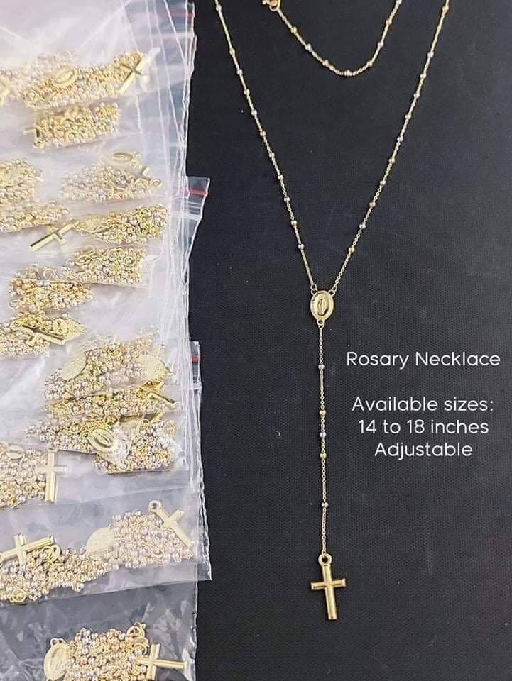 💯18K SAUDI GOLD ROSARY NECKLACE, Women 