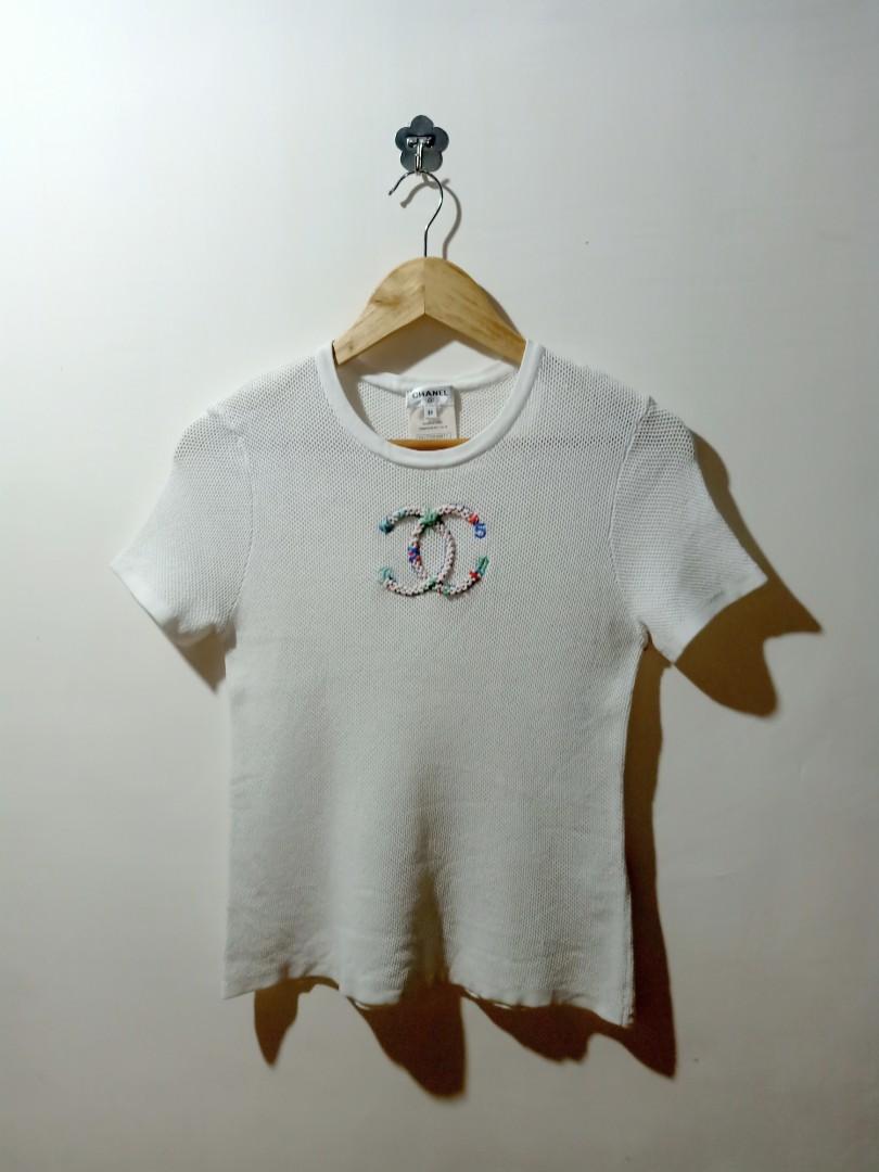 Authentic Second Hand Chanel Logo Cuffed Sleeve Knit Top PSS05900169   THE FIFTH COLLECTION