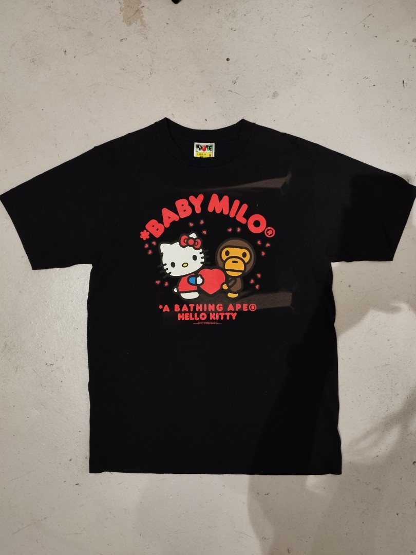a bathing ape hello kitty baby milo shirt, Men's Fashion, Tops & Sets ...